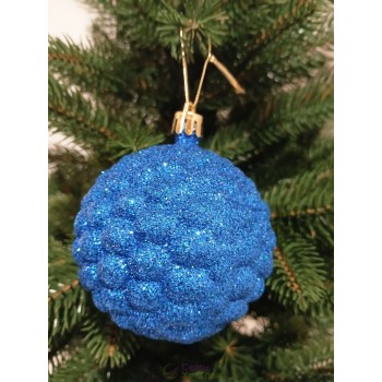 Новогодний шар в блестках "Бульбашка" синий Ø80мм, цена за набор 4шт